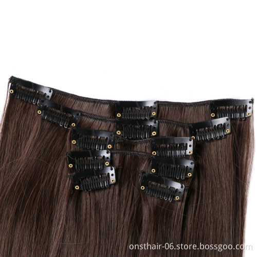 Best Price 5pcs/set  18"Synthetic Long Straight Hair Heat Resistant  Women Hair Extension Set Clip In Hair